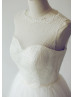 Pearls Beaded Ivory Tulle Modern Wedding Dress